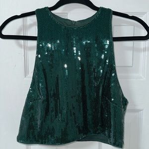H&M - Green sequin crop top - Medium